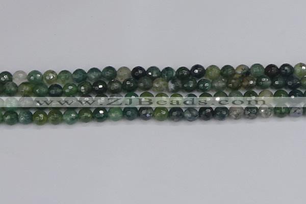 CAG9824 15.5 inches 6mm faceted round moss agate beads