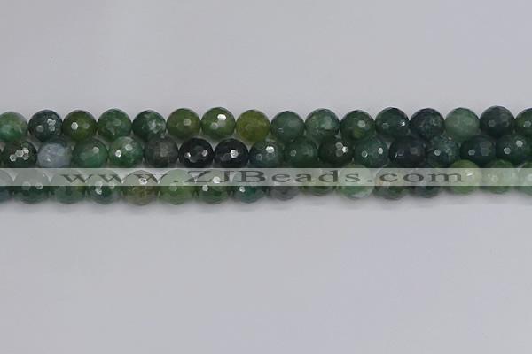 CAG9826 15.5 inches 10mm faceted round moss agate beads