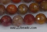 CAG9847 15.5 inches 8mm faceted round red moss agate beads