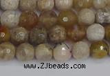 CAG9853 15.5 inches 6mm faceted round ocean fossil agate beads