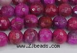 CAG9876 15.5 inches 6mm faceted round fuchsia crazy lace agate beads