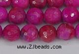 CAG9877 15.5 inches 8mm faceted round fuchsia crazy lace agate beads