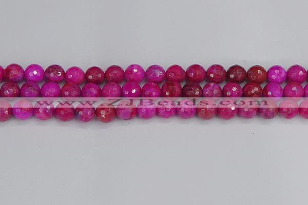 CAG9878 15.5 inches 10mm faceted round fuchsia crazy lace agate beads