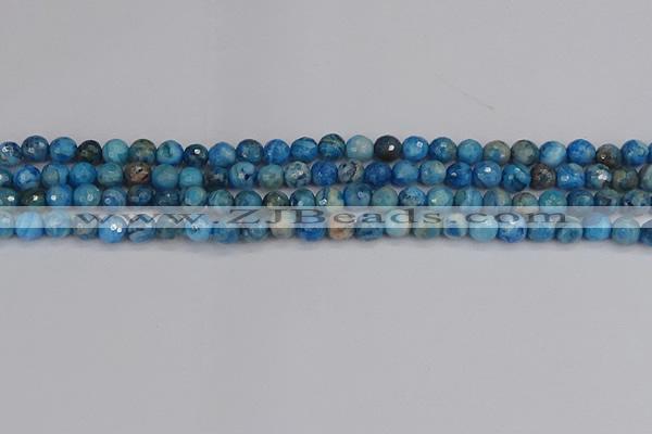 CAG9882 15.5 inches 4mm faceted round blue crazy lace agate beads