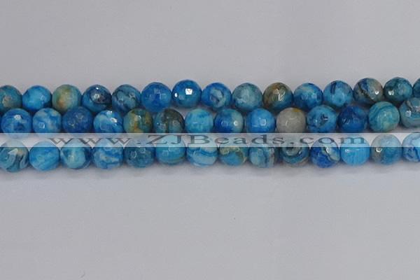 CAG9886 15.5 inches 12mm faceted round blue crazy lace agate beads