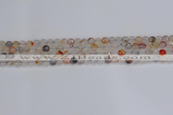 CAG9889 15.5 inches 4mm faceted round dendritic agate beads