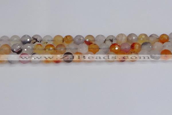 CAG9891 15.5 inches 8mm faceted round dendritic agate beads