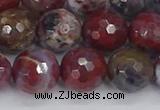 CAG9907 15.5 inches 12mm faceted round red lightning agate beads