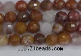 CAG9910 15.5 inches 4mm faceted round red moss agate beads