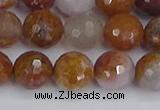 CAG9913 15.5 inches 10mm faceted round red moss agate beads