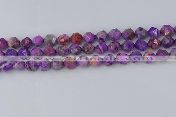 CAG9947 15.5 inches 10mm faceted nuggets purple crazy lace agate beads