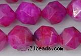 CAG9954 15.5 inches 12mm faceted nuggets fuchsia crazy lace agate beads