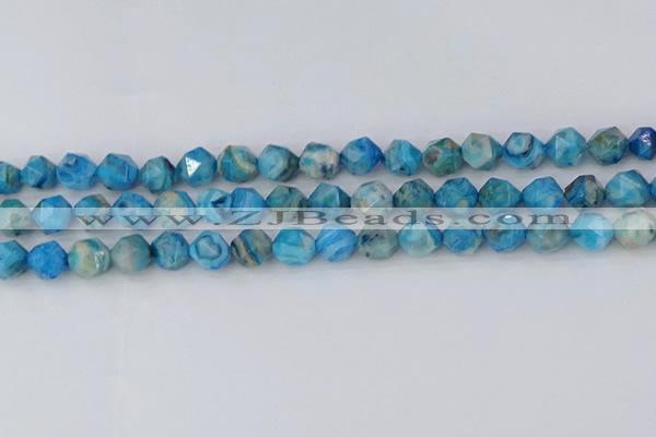 CAG9958 15.5 inches 8mm faceted nuggets blue crazy lace agate beads