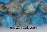 CAG9960 15.5 inches 12mm faceted nuggets blue crazy lace agate beads