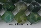 CAG9972 15.5 inches 12mm faceted nuggets moss agate beads