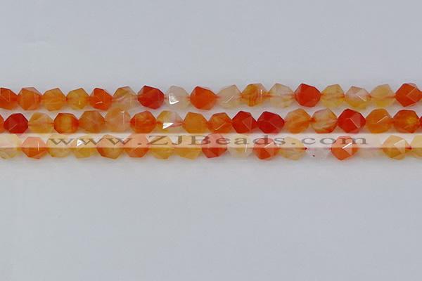 CAG9976 15.5 inches 8mm faceted nuggets red agate beads