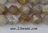 CAG9994 15.5 inches 8mm faceted nuggets ocean fossil agate beads