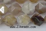 CAG9995 15.5 inches 10mm faceted nuggets ocean fossil agate beads