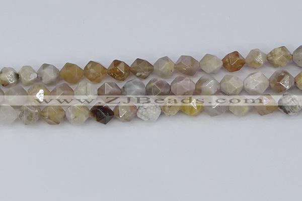 CAG9995 15.5 inches 10mm faceted nuggets ocean fossil agate beads