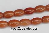 CAJ150 15.5 inches 8*12mm rice red aventurine jade beads