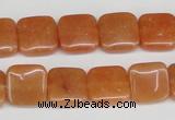 CAJ155 15.5 inches 12*12mm square red aventurine jade beads