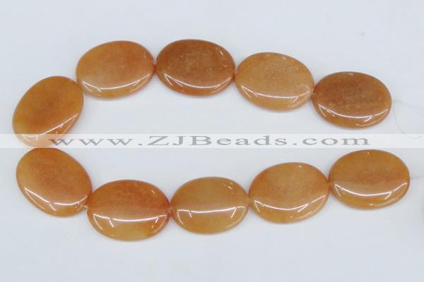 CAJ164 15.5 inches 30*45mm oval red aventurine jade beads