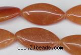 CAJ165 15.5 inches 15*30mm marquise red aventurine jade beads