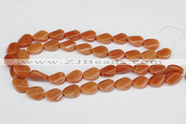 CAJ172 15.5 inches 13*18mm twisted oval red aventurine jade beads