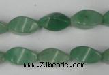 CAJ310 15.5 inches 8*16mm twisted tetrahedron green aventurine jade beads