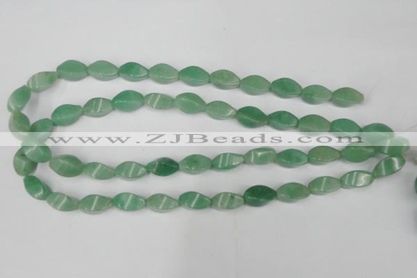 CAJ310 15.5 inches 8*16mm twisted tetrahedron green aventurine jade beads