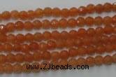 CAJ360 15.5 inches 4mm faceted round red aventurine beads wholesale