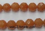 CAJ363 15.5 inches 10mm faceted round red aventurine beads wholesale