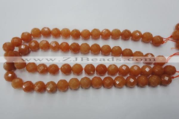 CAJ364 15.5 inches 12mm faceted round red aventurine beads wholesale