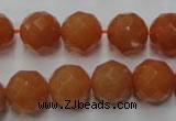 CAJ365 15.5 inches 14mm faceted round red aventurine beads wholesale