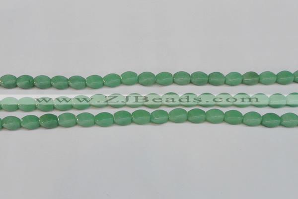 CAJ665 15.5 inches 8*12mm twisted rice green aventurine beads