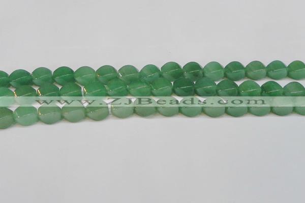 CAJ666 15.5 inches 10*14mm twisted rice green aventurine beads