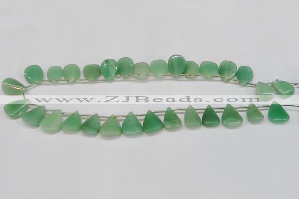 CAJ695 Top drilled 15*20mm leaf green aventurine beads