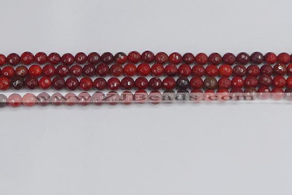 CAJ759 15.5 inches 6mm faceted round apple jasper beads