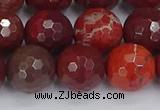 CAJ762 15.5 inches 12mm faceted round apple jasper beads