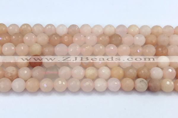 CAJ858 15 inches 8mm faceted round pink aventurine beads