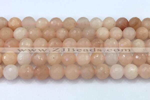 CAJ859 15 inches 10mm faceted round pink aventurine beads