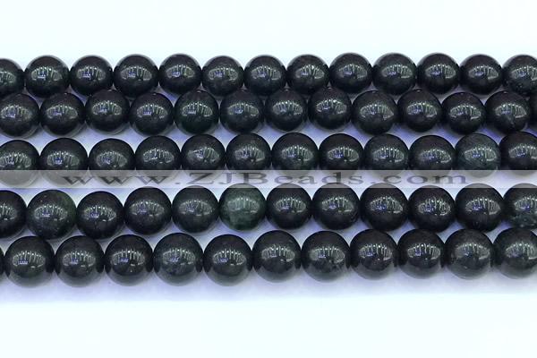 CAJ869 15 inches 10mm round black jade gemstone beads