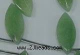 CAJ90 Top-drilled 15*35mm carved leaf green aventurine beads wholesale