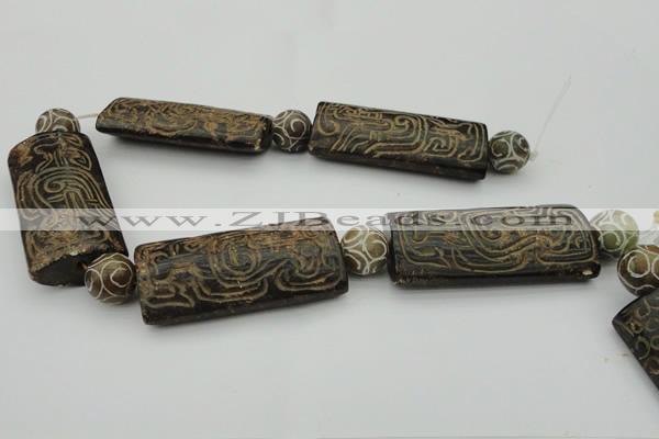 CAL11 14.5 inches 28*60mm carved rectangle agalmatolite beads