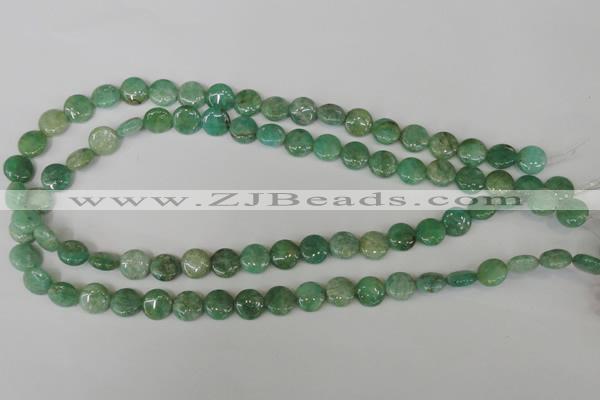 CAM1015 15.5 inches 10mm flat round natural Russian amazonite beads