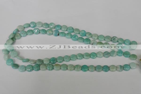 CAM1016 15.5 inches 10mm flat round natural Russian amazonite beads