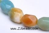 CAM11 faceted pebble 7*12mm natural amazonite beads Wholesale