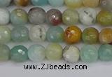 CAM1458 15.5 inches 4mm faceted round amazonite beads wholesale