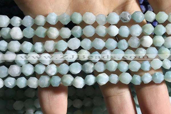 CAM1493 15.5 inches 6mm faceted nuggets amazonite beads wholesale