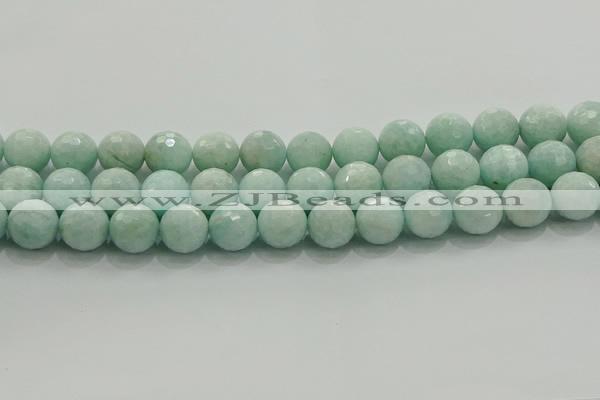 CAM1515 15.5 inches 14mm faceted round natural peru amazonite beads